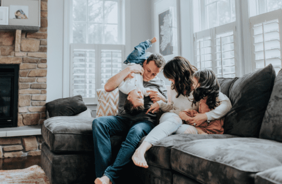 family on couch