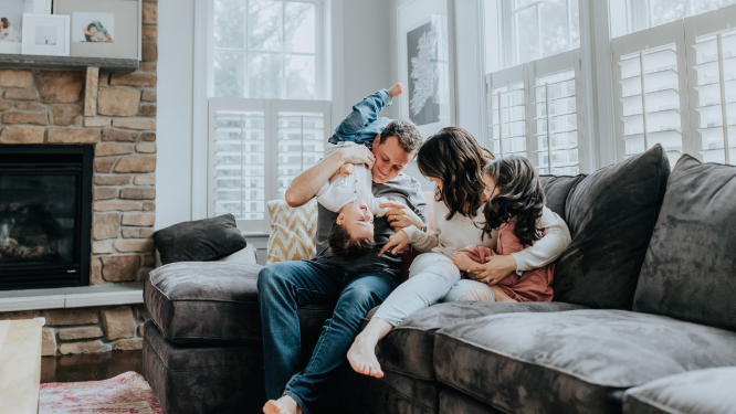 family on couch